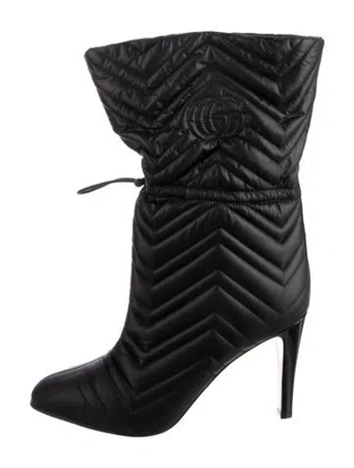 Pre-owned Gucci Double G Logo Nylon Combat Boots In Black