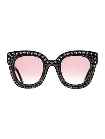 Pre-owned Gucci Double G Logo Oversize Sunglasses In Black