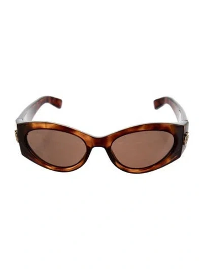 Pre-owned Gucci Double G Logo Oversize Sunglasses In Brown