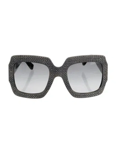 Pre-owned Gucci Double G Logo Oversize Sunglasses In Gray