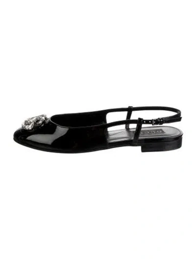 Pre-owned Gucci Double G Logo Patent Leather Ballet Flats W/ Tags In Black