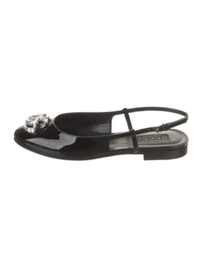 Pre-owned Gucci Double G Logo Patent Leather Ballet Flats W/ Tags In Black