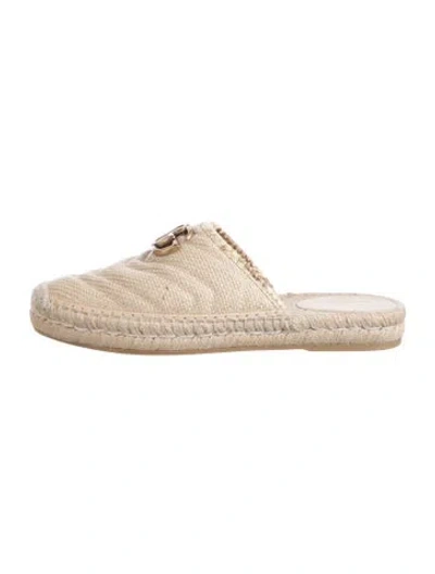 Pre-owned Gucci Double G Logo Raffia Espadrilles In Neutral