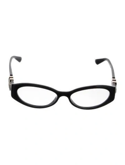 Pre-owned Gucci Double G Logo Round Eyeglasses In Black