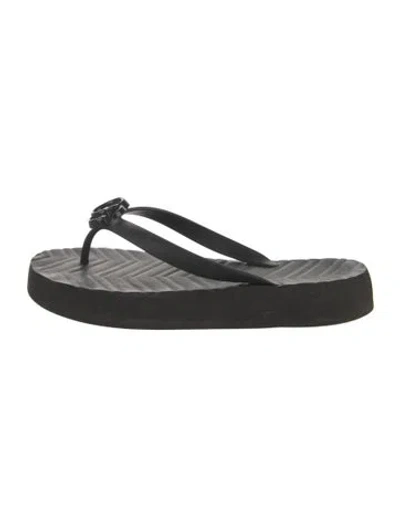 Pre-owned Gucci Double G Logo Rubber Flip Flops In Black