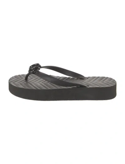 Pre-owned Gucci Double G Logo Rubber Flip Flops In Black