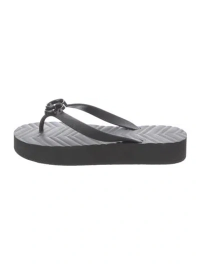Pre-owned Gucci Double G Logo Rubber Flip Flops In Black
