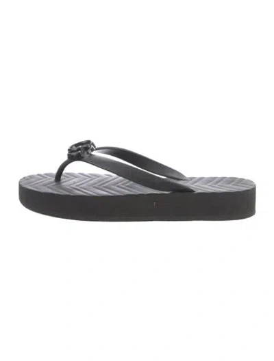 Pre-owned Gucci Double G Logo Rubber Flip Flops In Black
