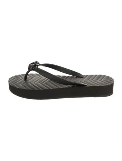 Pre-owned Gucci Double G Logo Rubber Flip Flops In Black