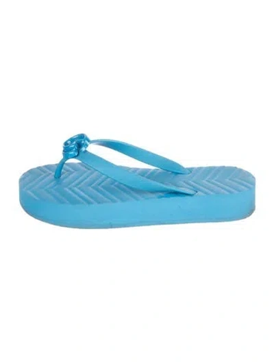 Pre-owned Gucci Double G Logo Rubber Flip Flops In Blue