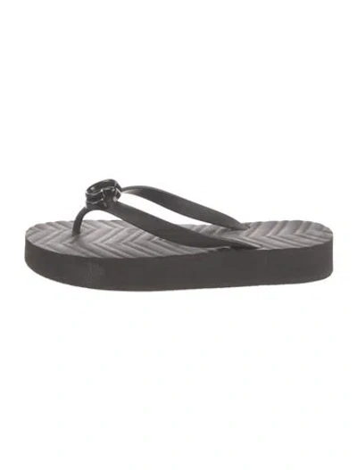 Pre-owned Gucci Double G Logo Rubber Flip Flops In Gray