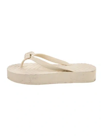 Pre-owned Gucci Double G Logo Rubber Flip Flops In Neutrals