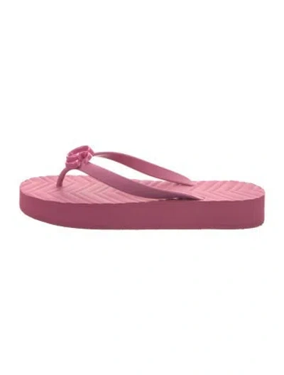 Pre-owned Gucci Double G Logo Rubber Flip Flops In Pink