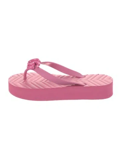 Pre-owned Gucci Double G Logo Rubber Flip Flops In Pink