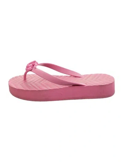 Pre-owned Gucci Double G Logo Rubber Flip Flops In Pink