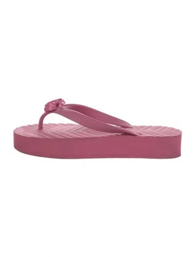 Pre-owned Gucci Double G Logo Rubber Flip Flops In Pink