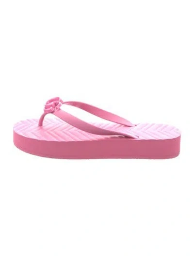 Pre-owned Gucci Double G Logo Rubber Flip Flops In Pink