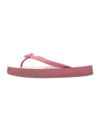 Pre-owned Gucci Double G Logo Rubber Flip Flops In Pink