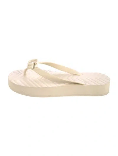 Pre-owned Gucci Double G Logo Rubber Flip Flops In White
