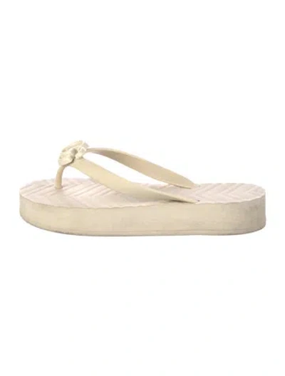Pre-owned Gucci Double G Logo Rubber Flip Flops In White