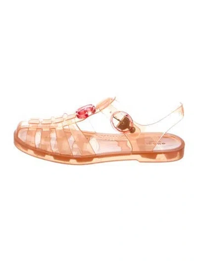 Pre-owned Gucci Double G Logo Rubber Gladiator Sandals In Multi