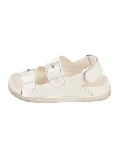 Pre-owned Gucci Double G Logo Rubber Gladiator Sandals In Neutral