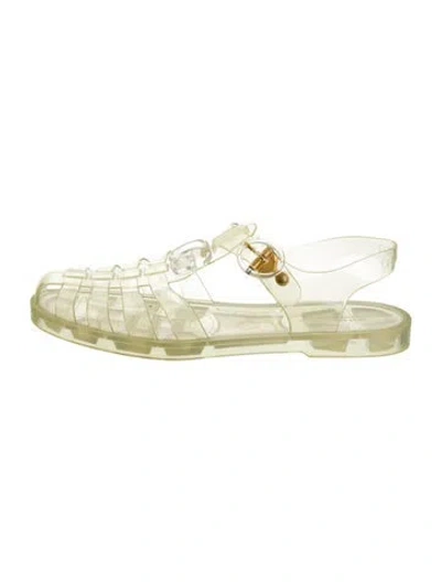 Pre-owned Gucci Double G Logo Rubber Gladiator Sandals In Transparent