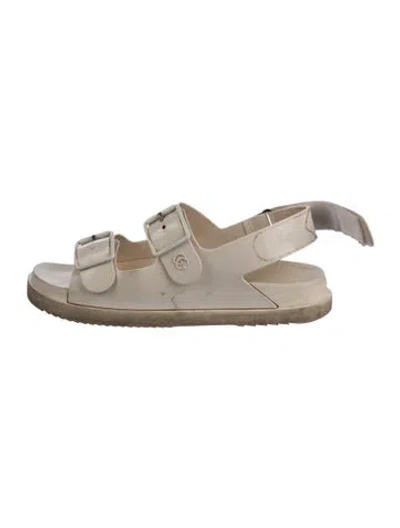 Pre-owned Gucci Double G Logo Rubber Gladiator Sandals In White