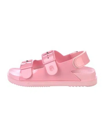 Pre-owned Gucci Double G Logo Rubber Slingback Sandals In Pink