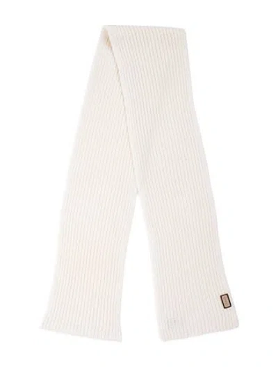 Pre-owned Gucci Double G Logo Scarf In White