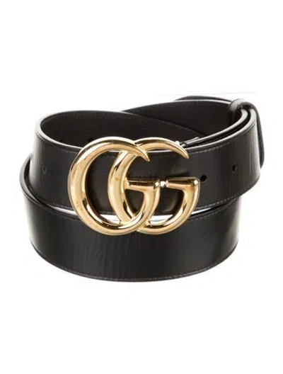 Pre-owned Gucci Double G Logo Skinny Belt In Black