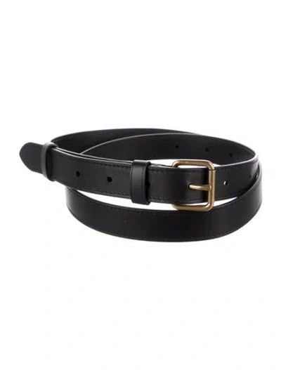 Pre-owned Gucci Double G Logo Skinny Belt In Black