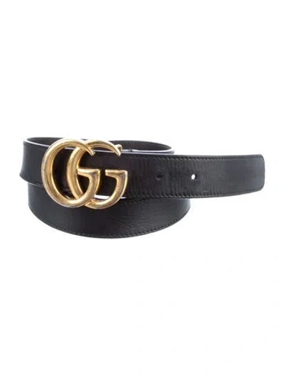 Pre-owned Gucci Double G Logo Skinny Belt Kit In Black