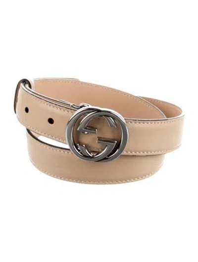 Pre-owned Gucci Double G Logo Skinny Belt Kit In Neutral