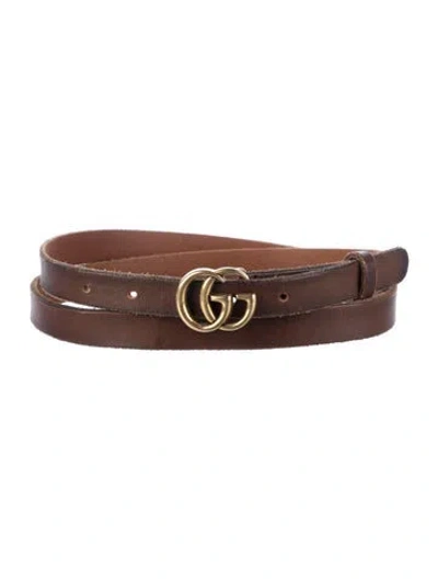 Pre-owned Gucci Double G Logo Skinny Belt In Multi