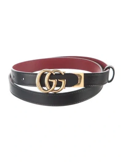 Pre-owned Gucci Double G Logo Skinny Belt In Multi