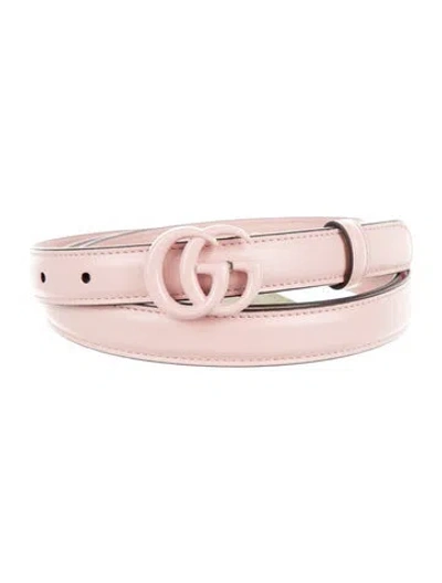 Pre-owned Gucci Double G Logo Skinny Belt W/ Tags In Pink