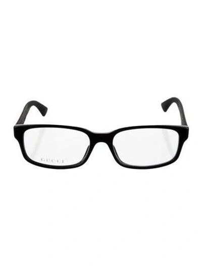 Pre-owned Gucci Double G Logo Square Eyeglasses In Black