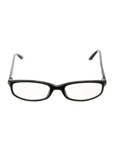 Pre-owned Gucci Double G Logo Square Eyeglasses In Black