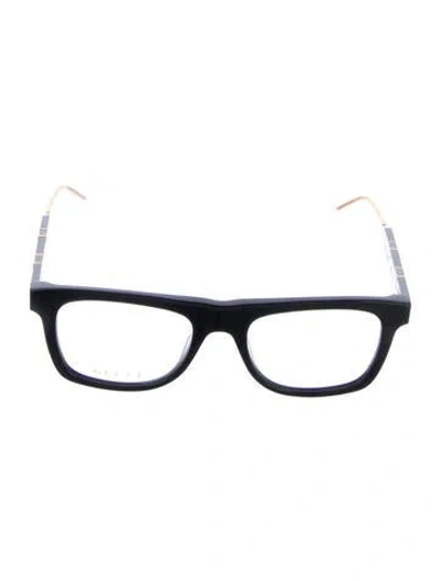 Pre-owned Gucci Double G Logo Square Eyeglasses In Black