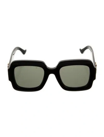 Pre-owned Gucci Double G Logo Square Sunglasses In Black
