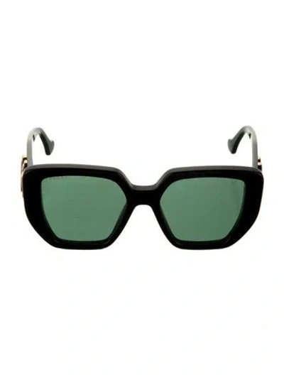 Pre-owned Gucci Double G Logo Square Sunglasses In Black