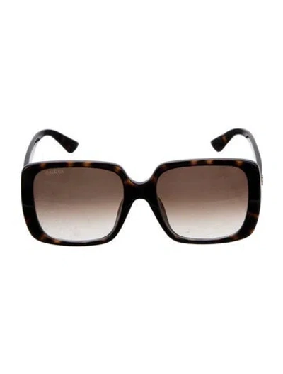 Pre-owned Gucci Double G Logo Square Sunglasses In Brown