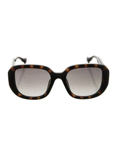Pre-owned Gucci Double G Logo Square Sunglasses W/ Tags In Brown