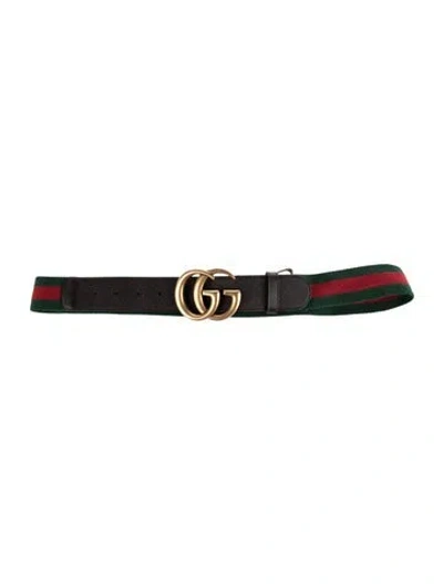 Pre-owned Gucci Double G Logo Waist Belt In Green