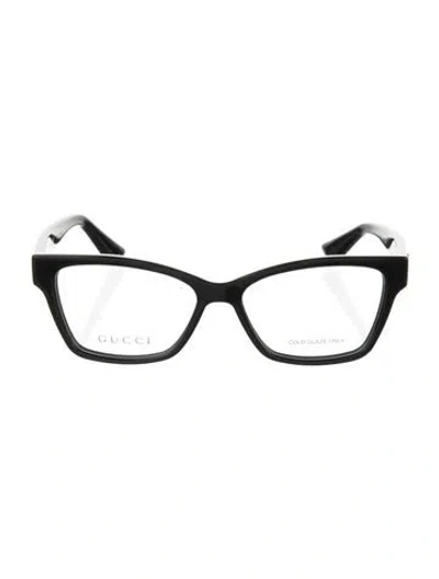 Pre-owned Gucci Double G Logo Wayfarer Eyeglasses In Black