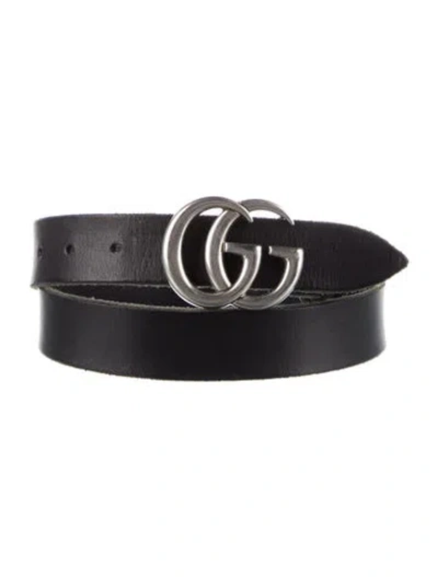 Pre-owned Gucci Double G Logo Wide Belt In Black