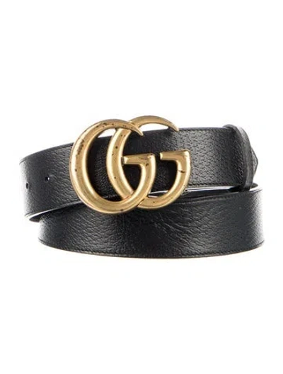 Pre-owned Gucci Double G Logo Wide Waist Belt In Black
