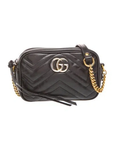Pre-owned Gucci Double G Marmont In Black