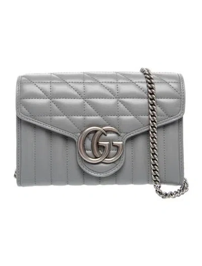 Pre-owned Gucci Double G Marmont In Gray